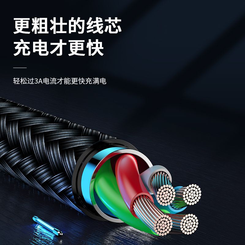 3A 織り完全互換性のあるフラッシュ充電データケーブル金属製ライト付き Apple 携帯電話充電ケーブルメロンシードヘッドに適しています|undefined