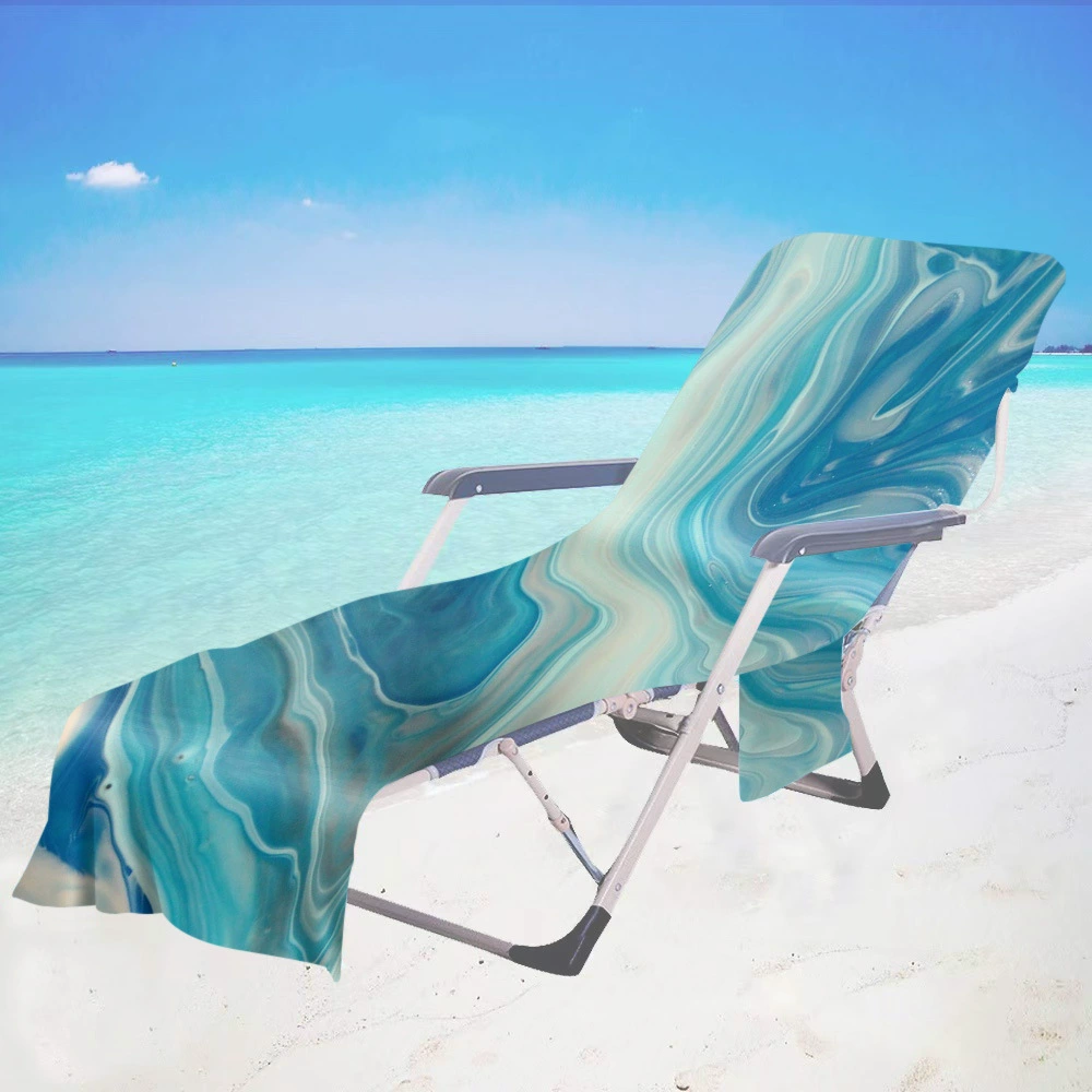 Мраморный Полосатый Пляжный Стул Обложка Реклайнер Полотенце Пляжное Полотенце Цифровая Печатная Микрофибра Банное Полотенце Карман