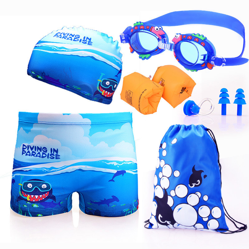 Pantalones de baño para niños, niños, niños, trajes de baño para niños, gorras de baño, gafas de baño para niños, comercio exterior