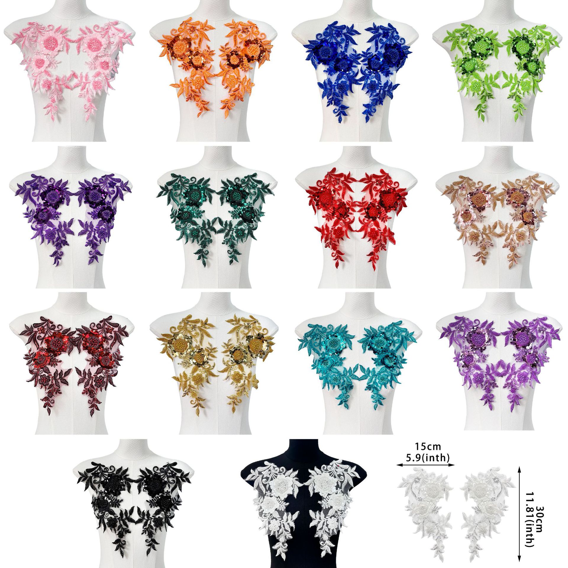 Clavos tridimensionales esquinilla de encaje accesorios de ropa vestido de baile decoración de flores