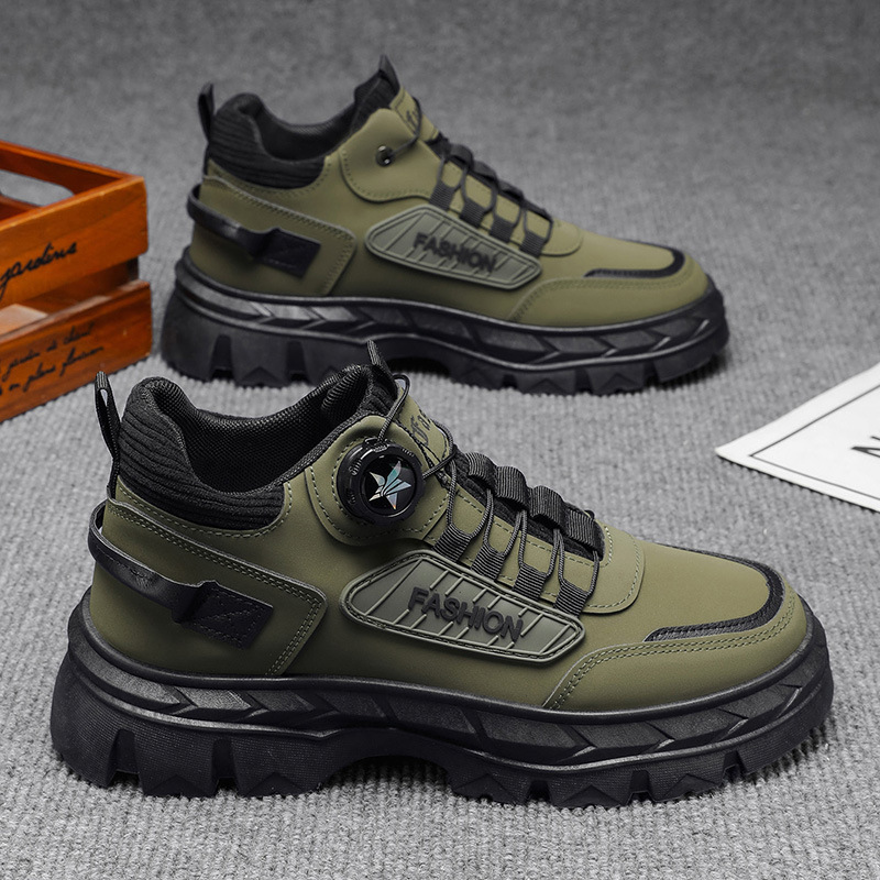 Martin botas otoño 2025 nuevo estilo de zapatos de hombre tendencia versátil impermeable antideslizante botón giratorio botas de trabajo de alto impacto explosión image 7
