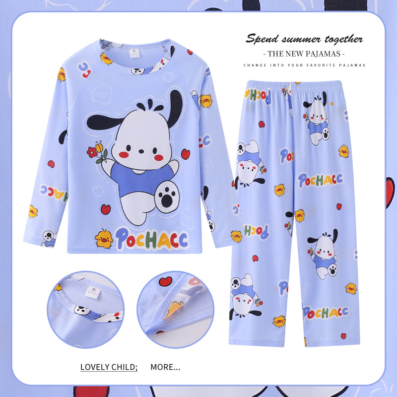 Pijamas de las niñas primavera y otoño manga larga delgada medio y grande niños lindos dibujos animados bebé niños princesa estilo homewear traje