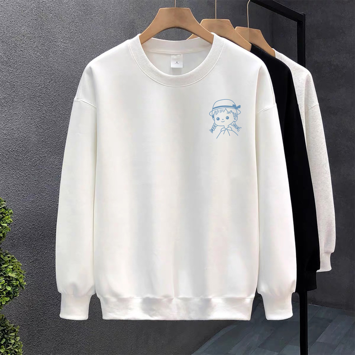 Blanco pesado camiseta de algodón mujer otoño invierno nuevo estilo europeo y americano camiseta de manga larga camiseta de fondo camiseta de estudiantes sin terciopelo