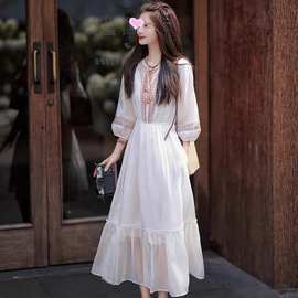 波西米亚民族风格连衣裙清新可爱云南旅游超仙森系沙滩度假穿搭棉