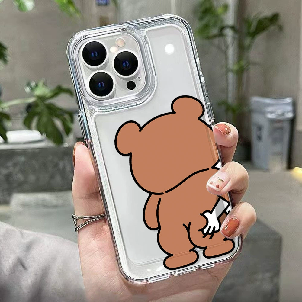 Apple, совместимый чехол для телефона, мультяшный iPhone 14, с маленькими медведями, iphone, 16promax, 15, защита при падении