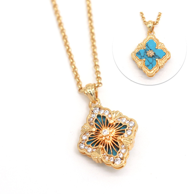 带钻拉丝项链松石蓝 (2)