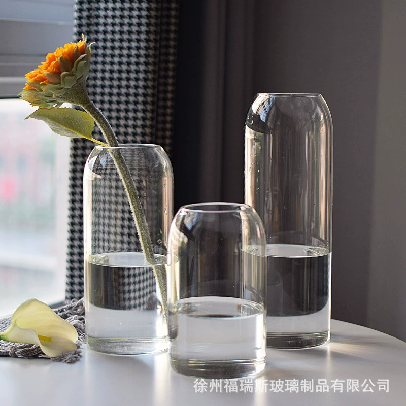 [Милый мастер] Современная простая стеклянная ваза в стиле INS украшение для дома прямая трубка будильник Цветочная композиция гидропонный цветок