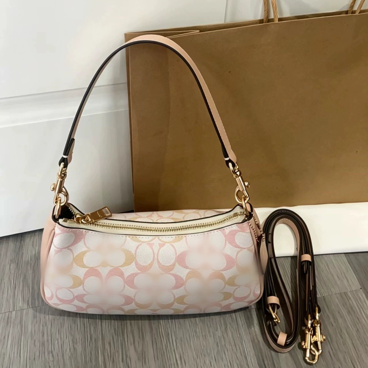 Сумка на одно плечо с цепочкой, 24×15×7 см, подмышечный стиль, разные принты