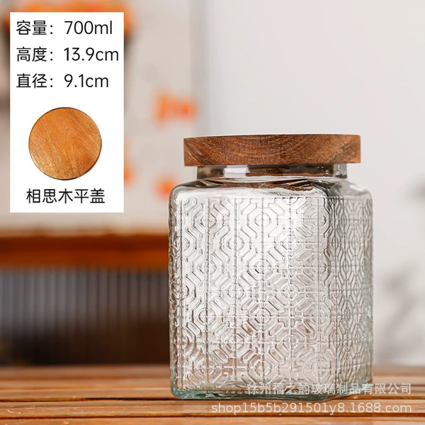 700ML square window flower + Acacia flat cover