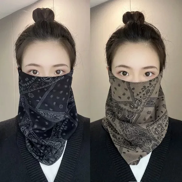 Autumn and Winter Thickeneded Ear-Hanging Windproof Mask for Women, Full Face Warm Neck Protector, Outdoor Cycling Cold Protection, Versatile Neck Cover for Men