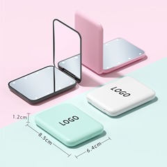 Led化粧鏡ランプ付き角型携帯折り畳み鏡1x2x磁気吸引8個のランプビーズ携帯ミニ化粧鏡