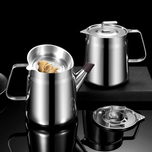 304 stainless steel oil pot household filter oil tank with lid oil bottle multifunctional olive oil storage kitchen vinegar pot