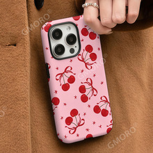 外贸甜美樱桃手机壳适用iphone17promax菲林二合一苹果14/15防摔