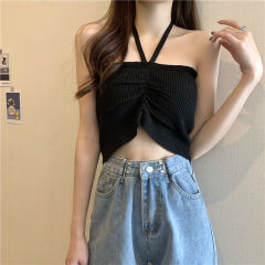2022夏季新款蹦迪裝小性感掛脖美背上衣女chic百搭露肚臍吊帶背心