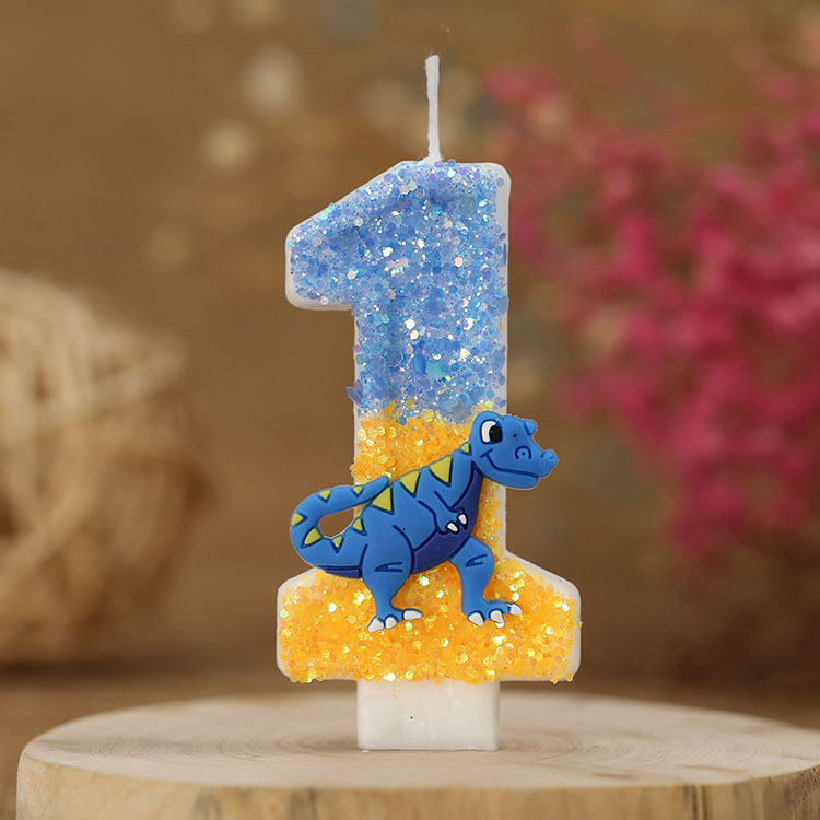 Vela de cumpleaños de niño Decoración de Pastel vela digital forma de dinosaurio anime artesanía vela para comercio electrónico transfronterizo