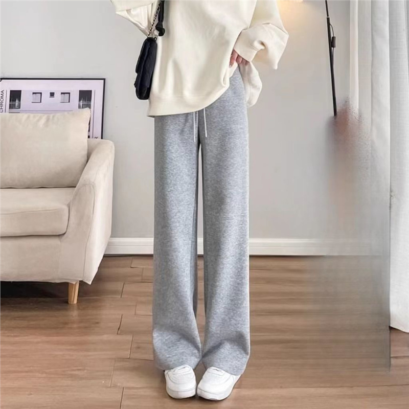 窄版阔腿裤女春秋灰色2025百搭小个子百搭直筒卫裤宽松显瘦休闲裤|undefined