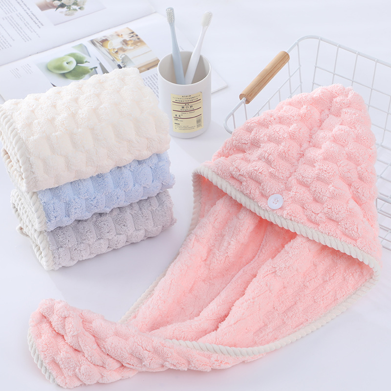Women's Wholesale Dry Shampoo Hat, Cloud Pattern Coral Fleece Soft Absorbent Dry Shampoo Towel, Hair Covering Bath Cap