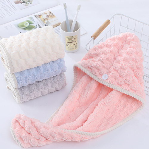 Women's Wholesale Dry Shampoo Hat, Cloud Pattern Coral Fleece Soft Absorbent Dry Shampoo Towel, Hair Covering Bath Cap