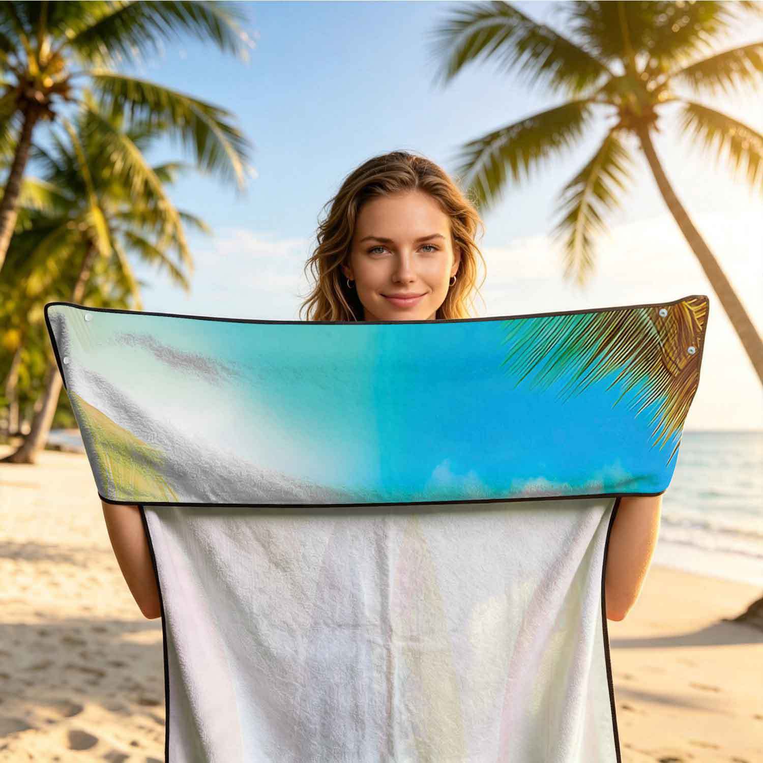 Printed bath towel and car seat cover 2-in-1, ultra-fine fiber outdoor beach and car dual-use universal seat cushion