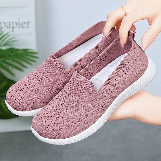 Shoes women's casual new soft-soled lightweight middle-aged mother shoes fly woven breathable casual shoes foreign trade women's shoes wholesale