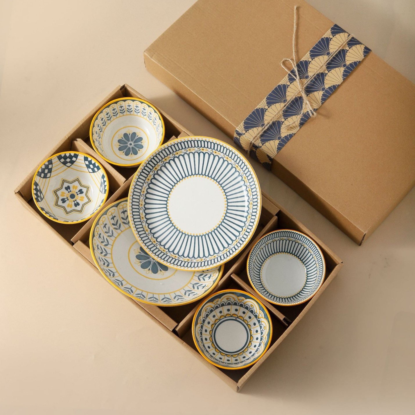Conjunto de platos de cerámica de alto valor de esmalte nórdico regalos de eventos bohemios regalos de mudanza de casa