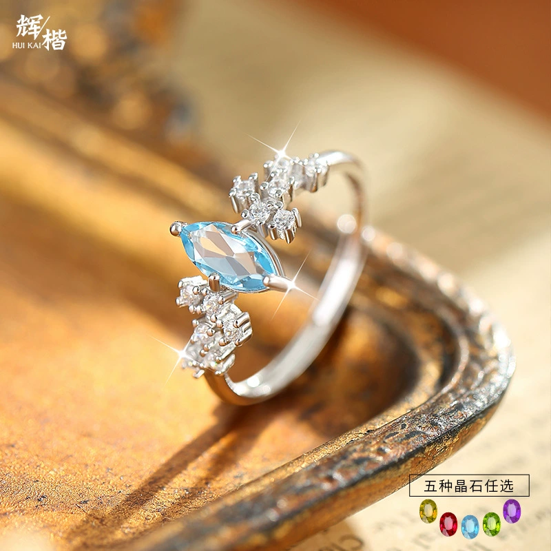 Кольцо из стерлингового серебра 925 пробы, женское кристаллическое нишевое высококачественное кольцо маркизы 4*8 мм из натурального камня, ручные украшения в европейском и американском стиле, хит продаж, кольцо
