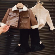 韩版新品女童皮衣外套2025春洋气儿童短款上衣女孩翻领休闲夹克潮