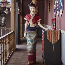 东南亚风格衣服度假村演出沙芭利传统傣族服装套装东南亚服饰娘惹