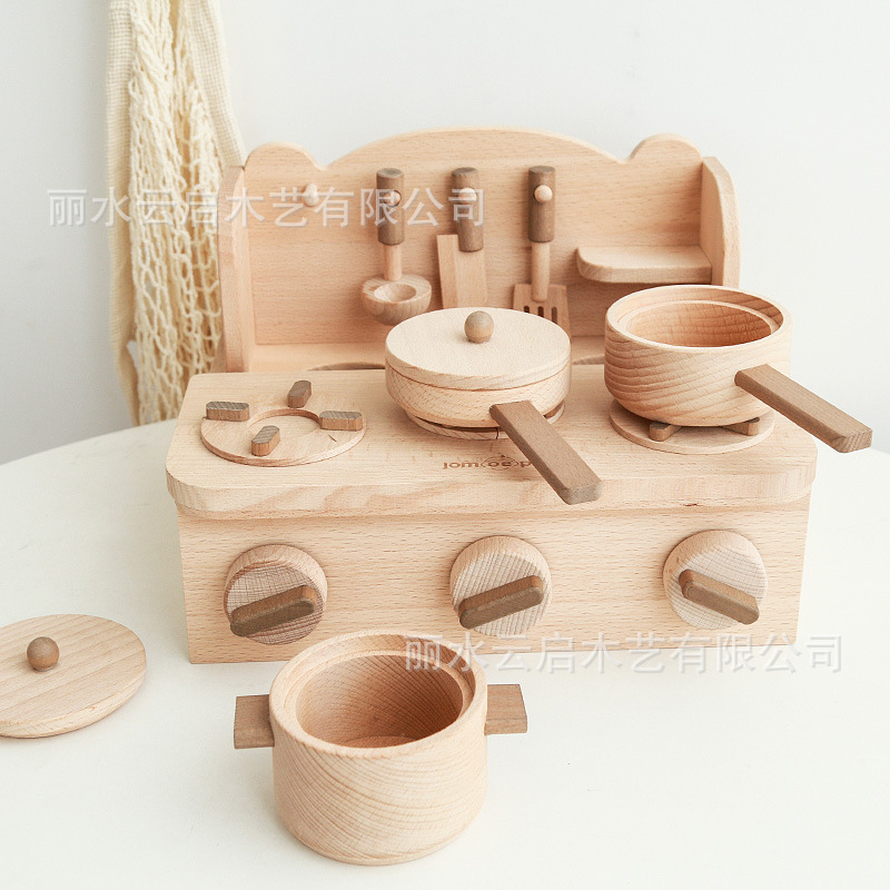 高端过家家玩具实木出口日本欧洲原木无漆煮饭益智亲子木制质玩具