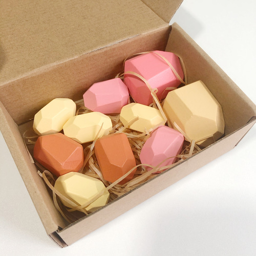 Cross-border Children Wooden Stacking Stone Colored Stones Montessori Balance Cognitive Stacking Fun Early Education Brain Teaser Block Toy