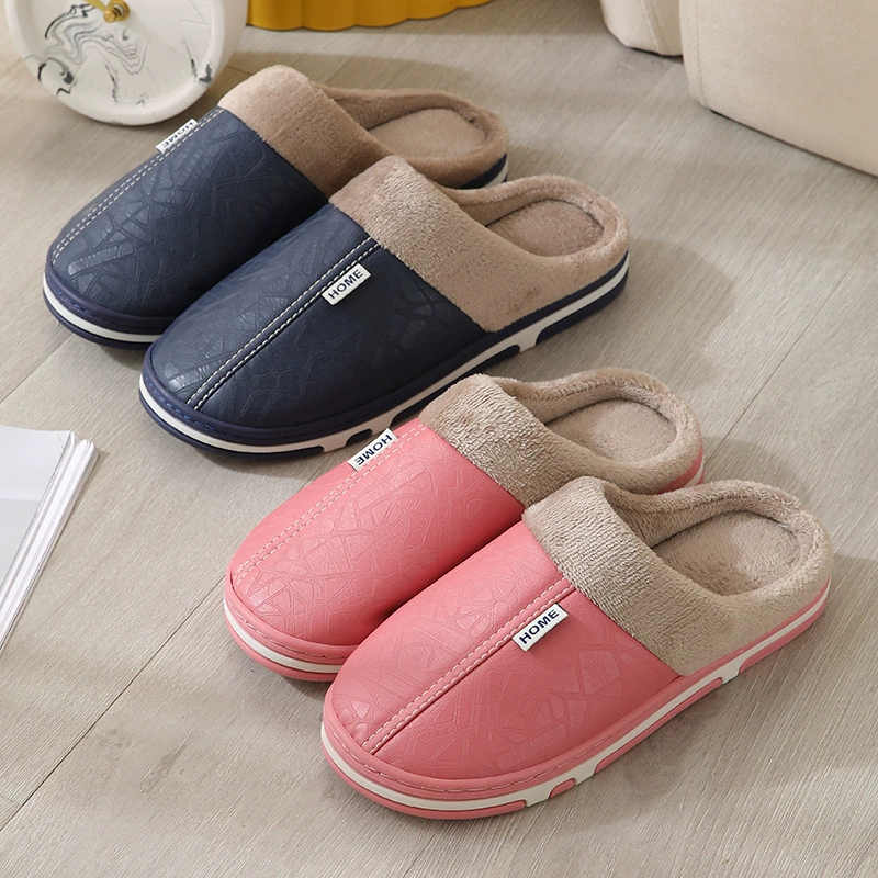 Новые полиуретановые простые осенне-зимние хлопковые тафты, Женская водонепроницаемая толстая подошва, мужская домашняя пара, плюшевая теплая обувь на полу