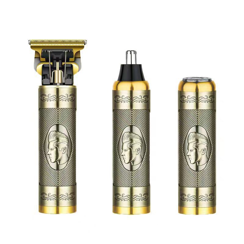 Cross-border exclusive oil head electric push trimmer digital razor hair trimmer nose hair three-in-one multi-functional shaver head-shaving device