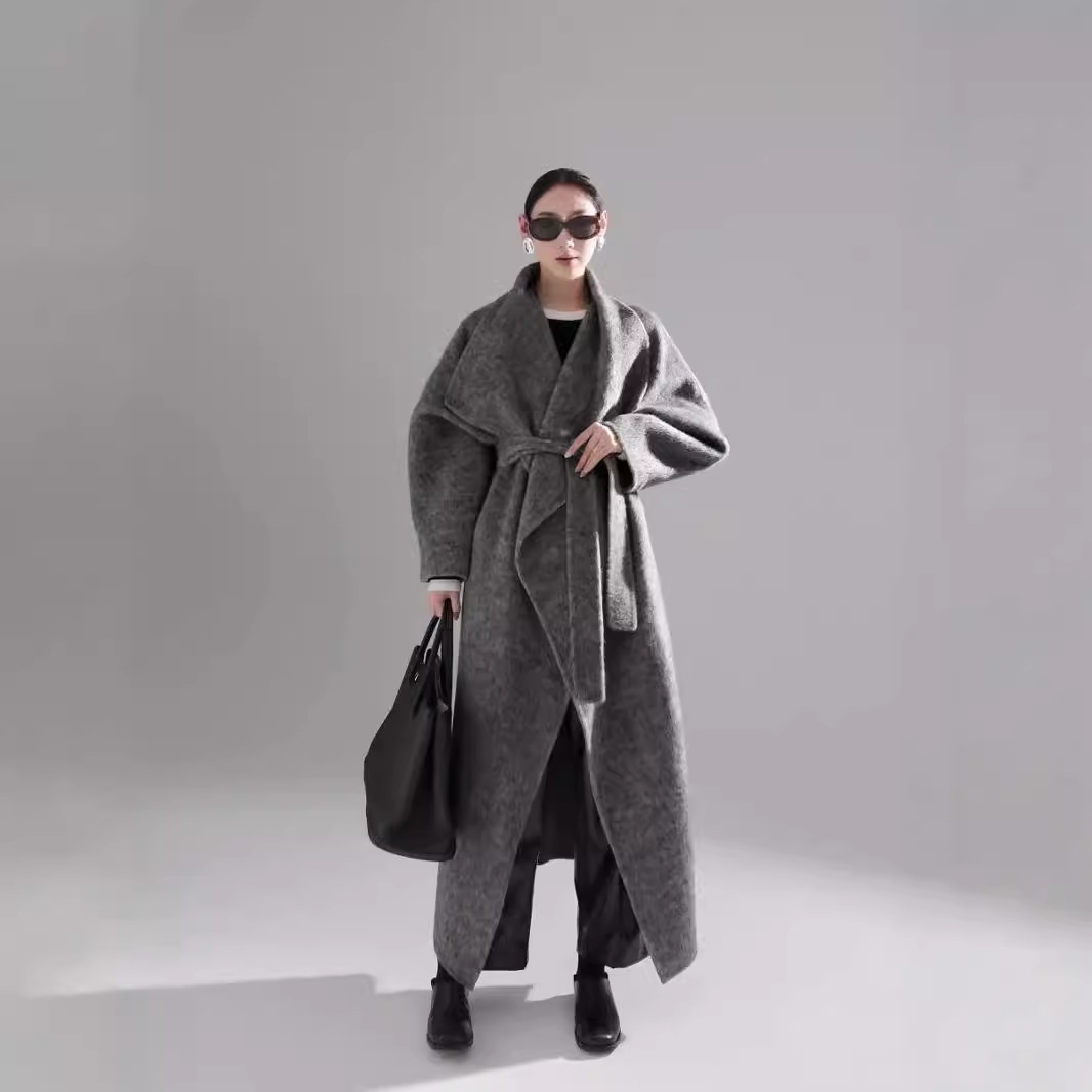 안티 시즌 대형 옷깃 카멜 하이 엔드 혼합 컬러 양면 캐시미어 코트 모직 코트 여성의 가을 및 겨울 새로운 3A0421