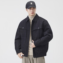 高级感防寒保暖牛仔羽绒服男宽松休闲翻领外套男百搭夹克上衣批发