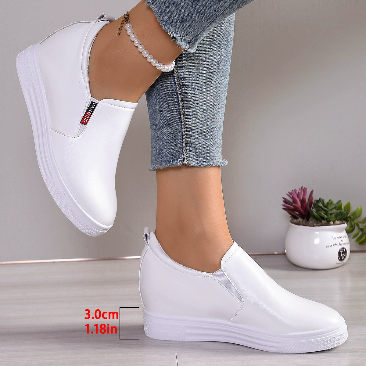 Женские туфли-лодочки на танкетке с толстой подошвой, белые, весна-лето 2025, новые, спортивные, для женщин, кросс-бордер