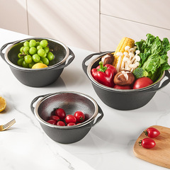 不鏽鋼漏盆篩洗菜盆瀝水盆雙層塑料廚房淘米器洗水果瀝水籃洗菜籃