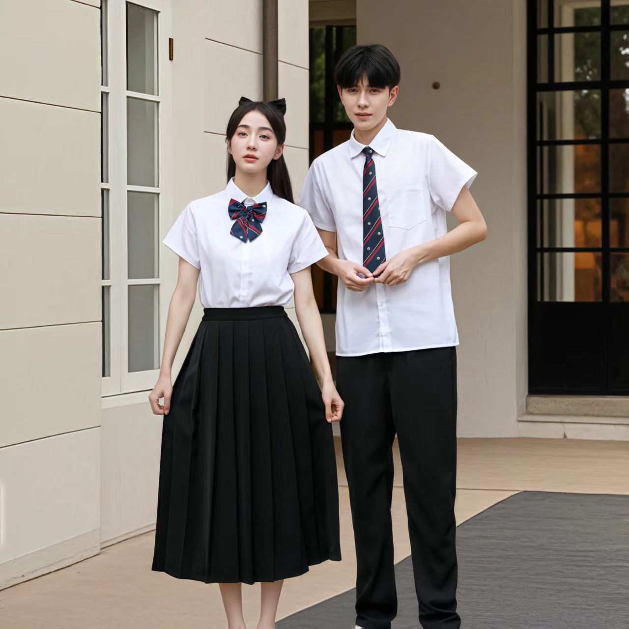 Large Choir Performance Clothing, Junior and High School Student Graduation Class Uniform, Long Skirt Suit, Female White Shirt Recitation Competition Clothing