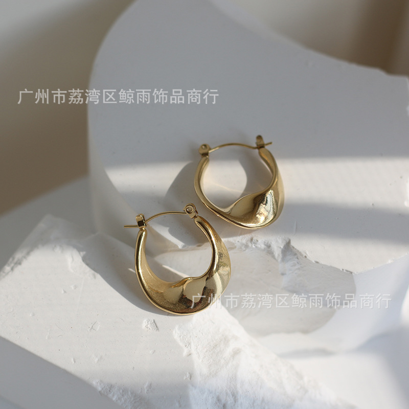 Korean Geometric Rotating Titanium Steel Earrings display picture 2