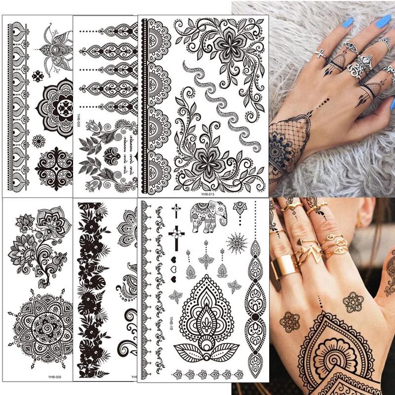 The Factory Now Sells Black Lace Henna Tattoo Stickers Suitable for Body Art on Women's Fingers and Feet