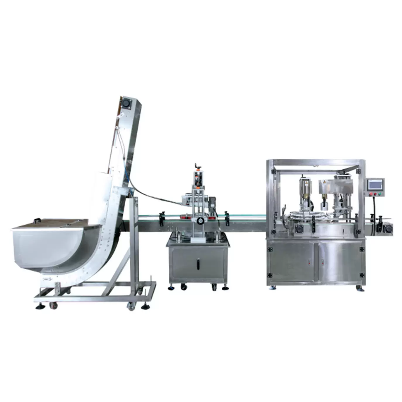 厂家供应全自动上盖挂盖旋转空真旋盖设备一体机灌装旋盖机封杯机