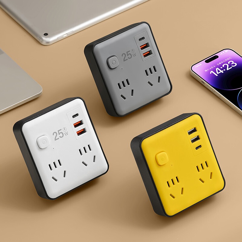 Type-C socket multi-functional multi-port home USB power strip for student dormitories, one-to-multiple fast charging plug converter