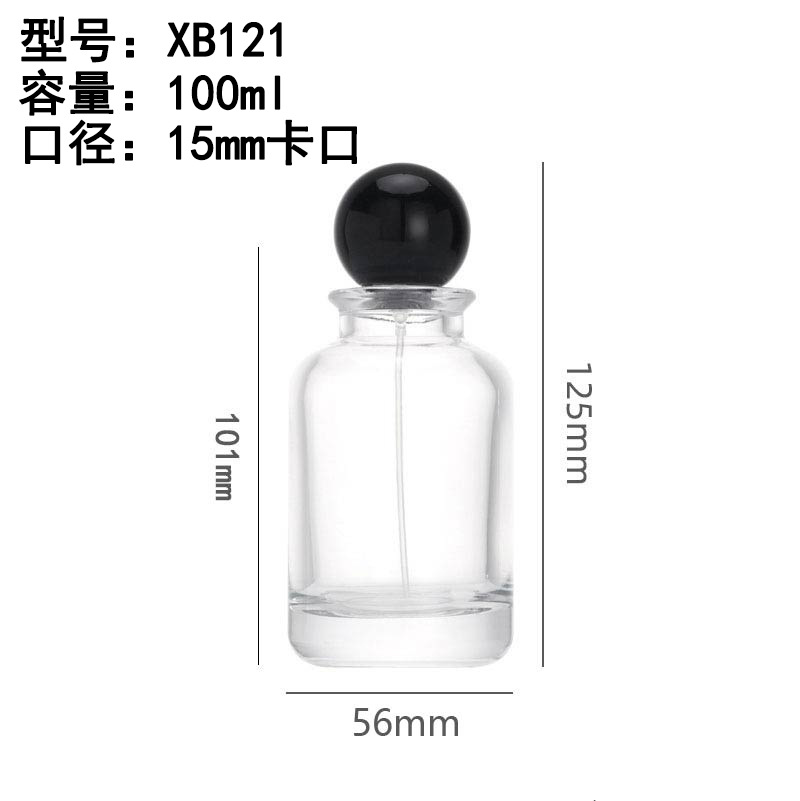 Subbotella de perfume tapa de bola cubierta de bola de madera botella de perfume de vidrio botella de spray transparente 100ml botella de perfume botella desnuda