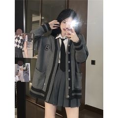 三件套装秋冬季jk制服全套韩系学院风针织开衫毛衣女领带衬衫短裙