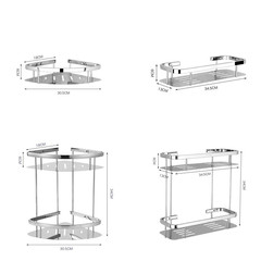 304 Stainless Steel Triangle Shelf Bathroom Shelf Double Layer Corner Shelf Square Corner Storage Shelf Corner Shelf