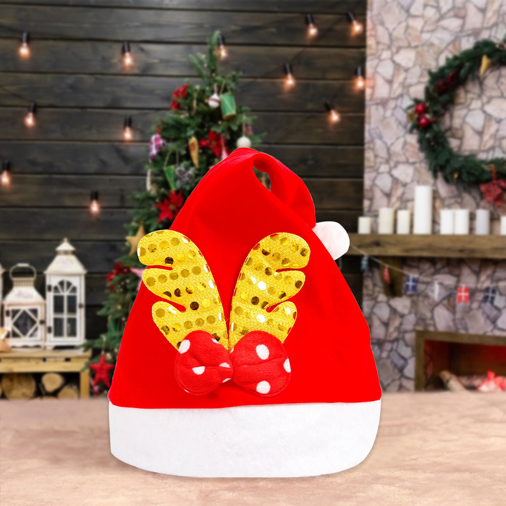 Home & Garden new red Christmas hat children adult holiday party decoration sequined antlers Christmas hat dress up_voghion.com