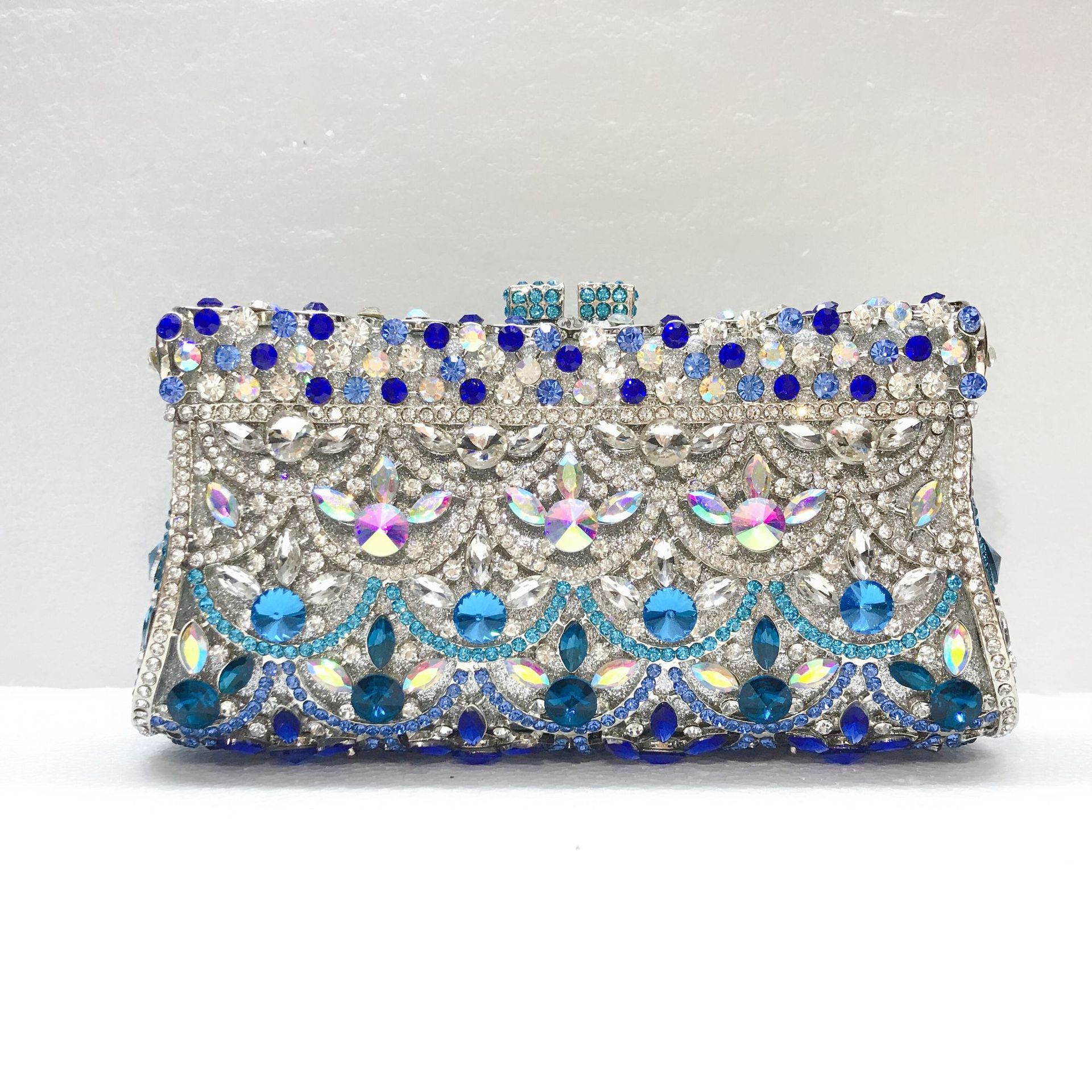 Stone clutch hueco diamante banquete bolsas de banquete porcelana azul cheongsam bolsas de diamantes bolsas de mano de mujer cesta de plata dura