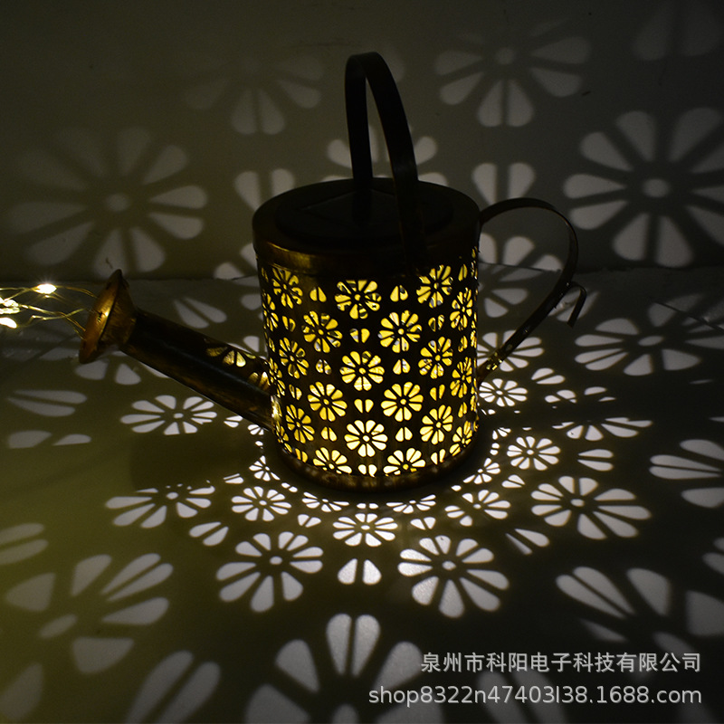 Enchufe de Tierra solar lámpara de jardín D lámpara de paisaje de jardín al aire libre creativo hueco de hierro hervidor lámpara de ducha Decoración