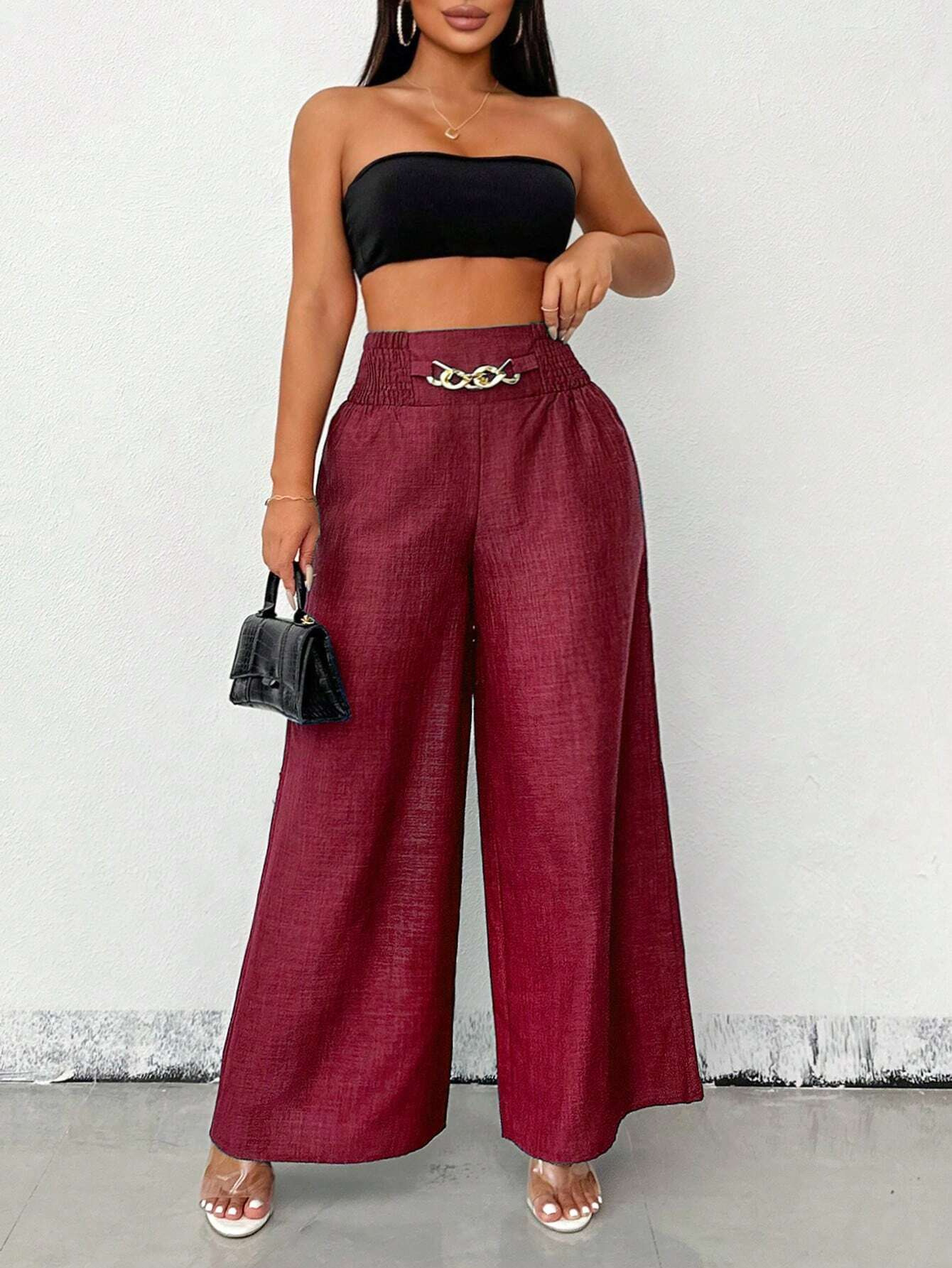273g Weight Straight Pants Pants Length Polyester Fabric Type Low Waist Waist Line Casual Pants Pants Type Inelastic Elasticity Holiday Occasion Loose Fit Type Solid Color Pattern 2025 Spring and Summer Season Women's Gender Streetwear Style Women's Holiday Streetwear Solid Color Straight Pants Casual Pants 23