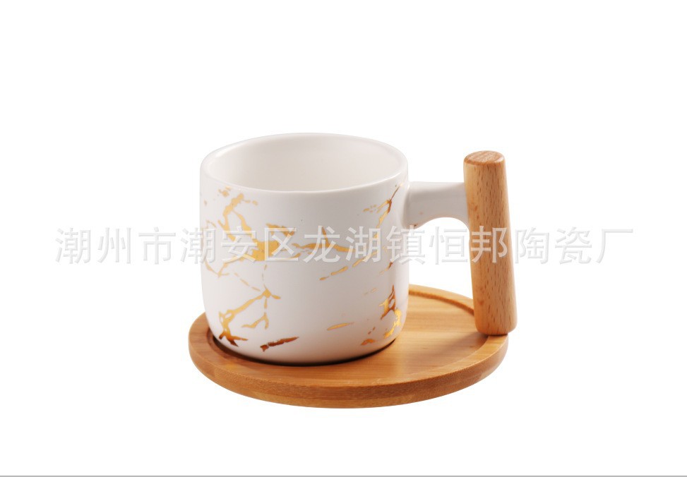 Hengbang cerámica platillo de madera serie taza de agua leche taza de té taza de ocio taza de café platillo traje