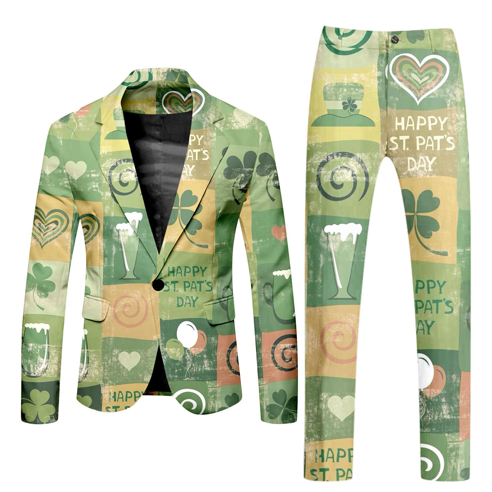 Traje verde fresco y enérgico Traje de estilo de personalidad casual de negocios Traje de un solo botón Pantalones delgados WL8-MR7